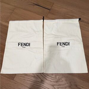 Fendi Cream Dust Bags with Black Logo